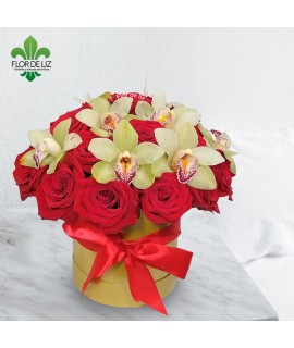 CAJA DECORADA ROSAS Y ORQUÍDEAS